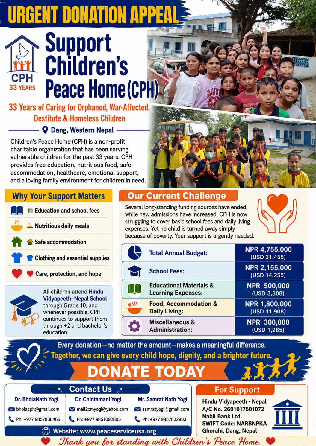 Children's Peace Home current donation appeal
